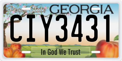 GA license plate CIY3431