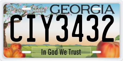 GA license plate CIY3432