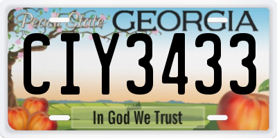 GA license plate CIY3433