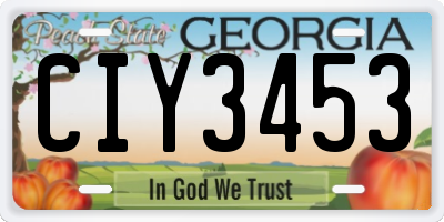GA license plate CIY3453