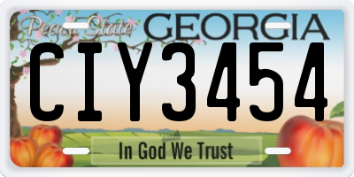 GA license plate CIY3454