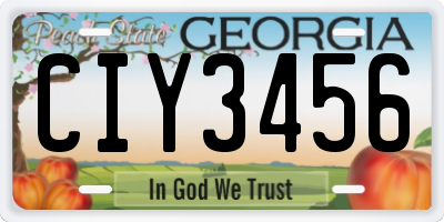 GA license plate CIY3456