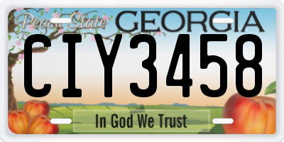 GA license plate CIY3458
