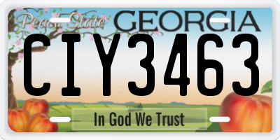 GA license plate CIY3463