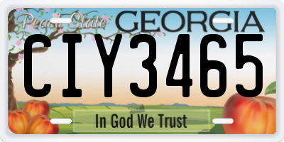 GA license plate CIY3465
