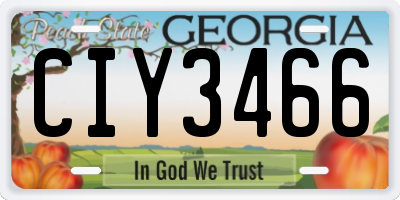 GA license plate CIY3466