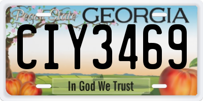 GA license plate CIY3469
