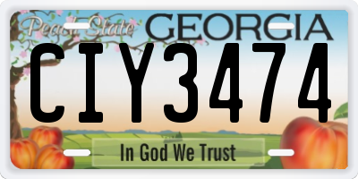 GA license plate CIY3474