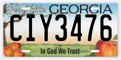 GA license plate CIY3476