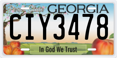 GA license plate CIY3478