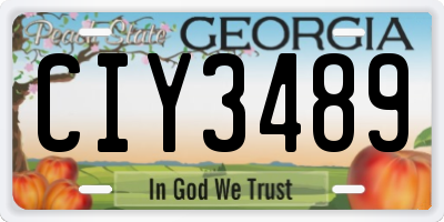 GA license plate CIY3489