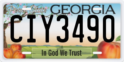 GA license plate CIY3490