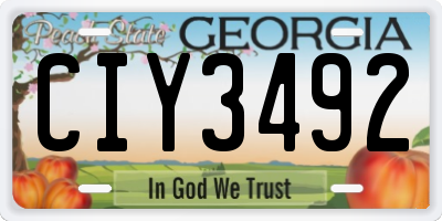 GA license plate CIY3492