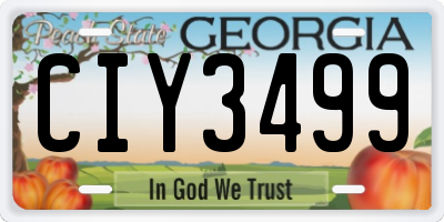 GA license plate CIY3499