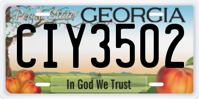 GA license plate CIY3502
