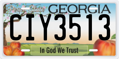 GA license plate CIY3513