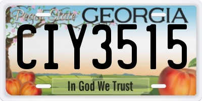 GA license plate CIY3515