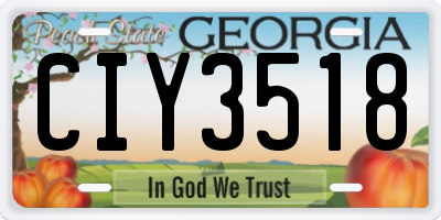 GA license plate CIY3518