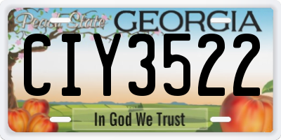 GA license plate CIY3522