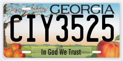 GA license plate CIY3525
