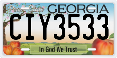 GA license plate CIY3533