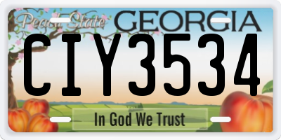 GA license plate CIY3534