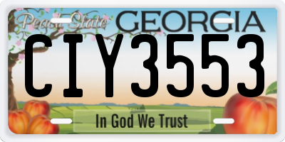 GA license plate CIY3553