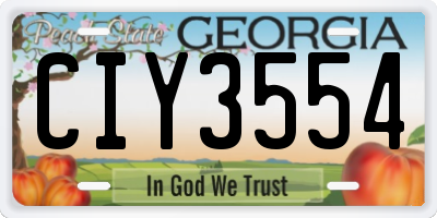 GA license plate CIY3554