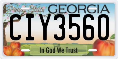 GA license plate CIY3560