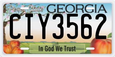 GA license plate CIY3562