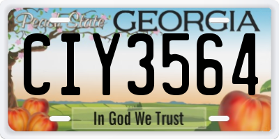 GA license plate CIY3564