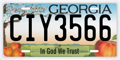 GA license plate CIY3566