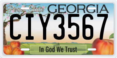 GA license plate CIY3567