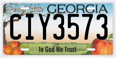 GA license plate CIY3573