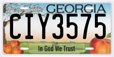 GA license plate CIY3575