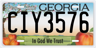 GA license plate CIY3576