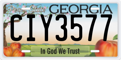 GA license plate CIY3577