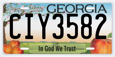 GA license plate CIY3582