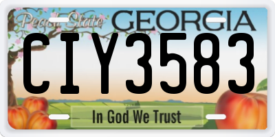 GA license plate CIY3583