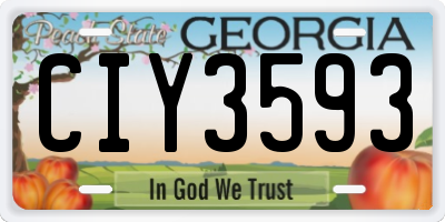 GA license plate CIY3593