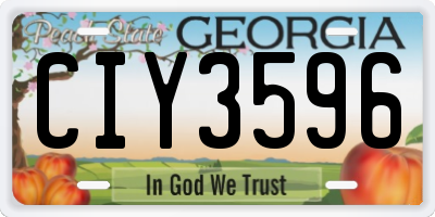 GA license plate CIY3596