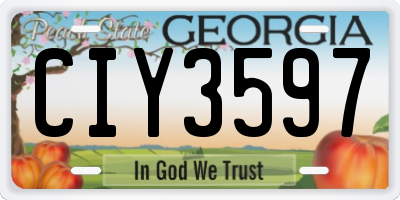 GA license plate CIY3597