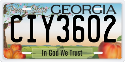 GA license plate CIY3602