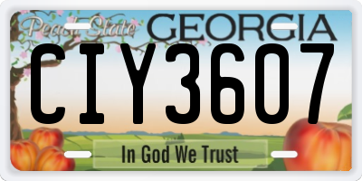 GA license plate CIY3607
