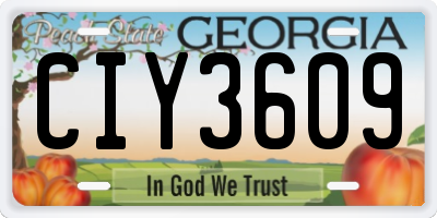 GA license plate CIY3609