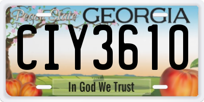 GA license plate CIY3610