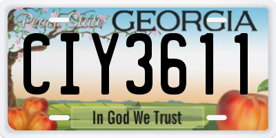 GA license plate CIY3611