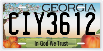 GA license plate CIY3612