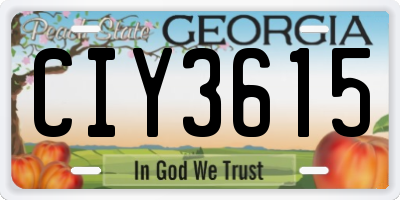 GA license plate CIY3615