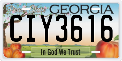 GA license plate CIY3616